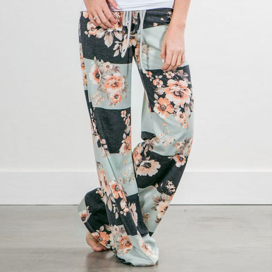 Block Floral Happy Pants