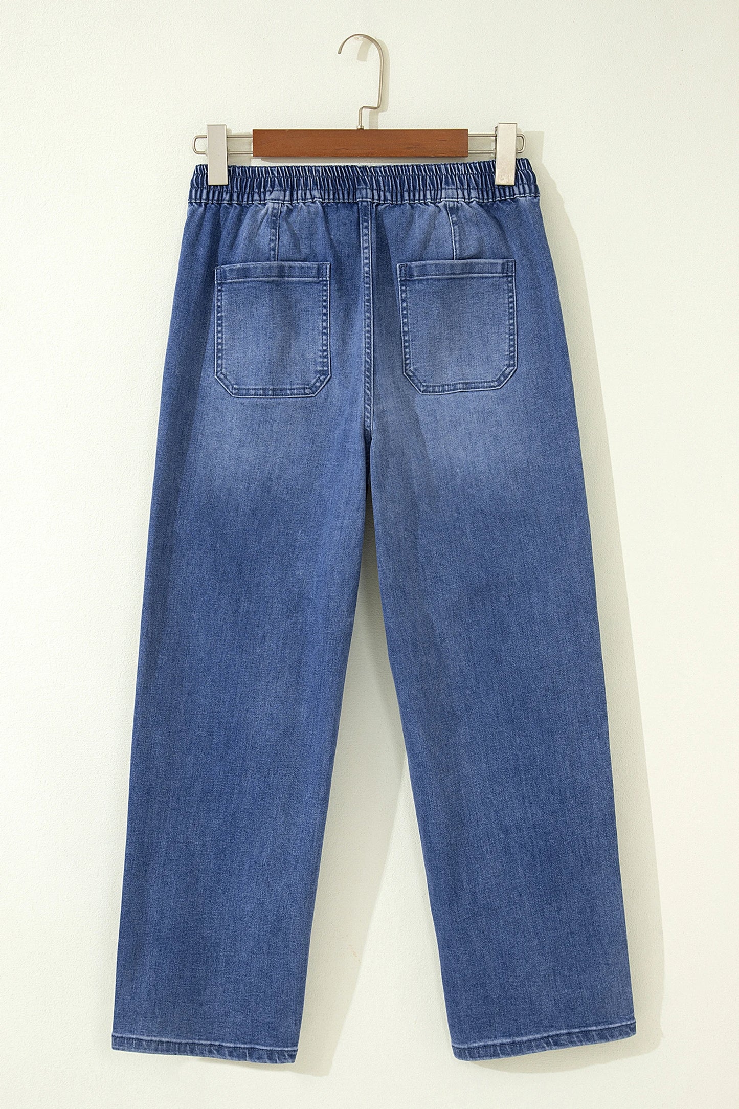 Ashleigh Blue Drawstring Waist Ankle Length Casual Jeans Regular Fit Pocket Detail Denim Pants