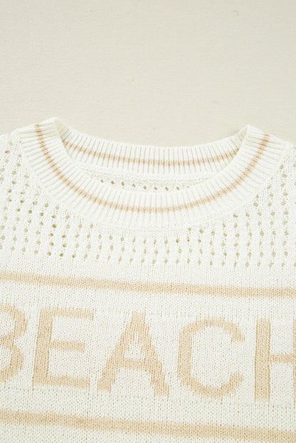 BEACH Hollow Out Knitted Lightweight Dolman Sweater