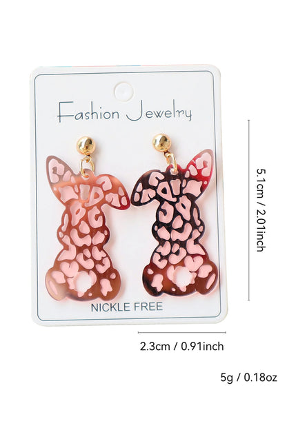 Pink Leopard Bunny Acrylic Earrings