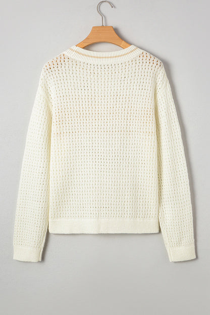 BEACH Hollow Out Knitted Lightweight Dolman Sweater