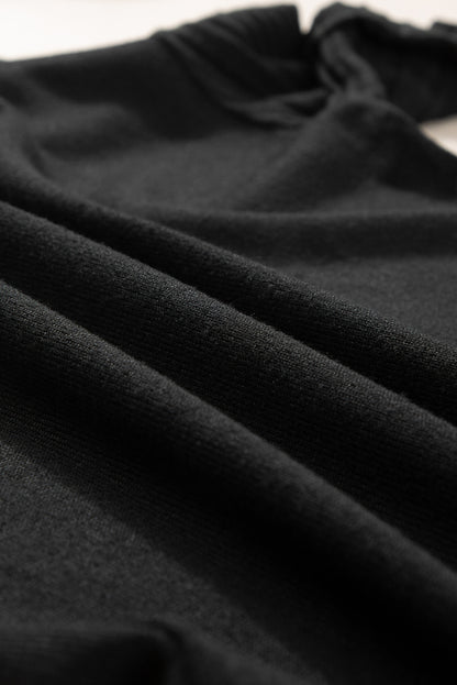 Ribbed Splicing Sleeve Round Neck T-shirt