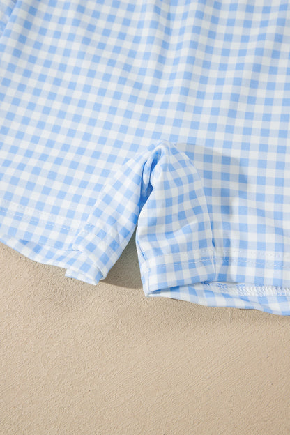 Faux Two Piece Gingham Contrast Patchwork Loose Mini Dress