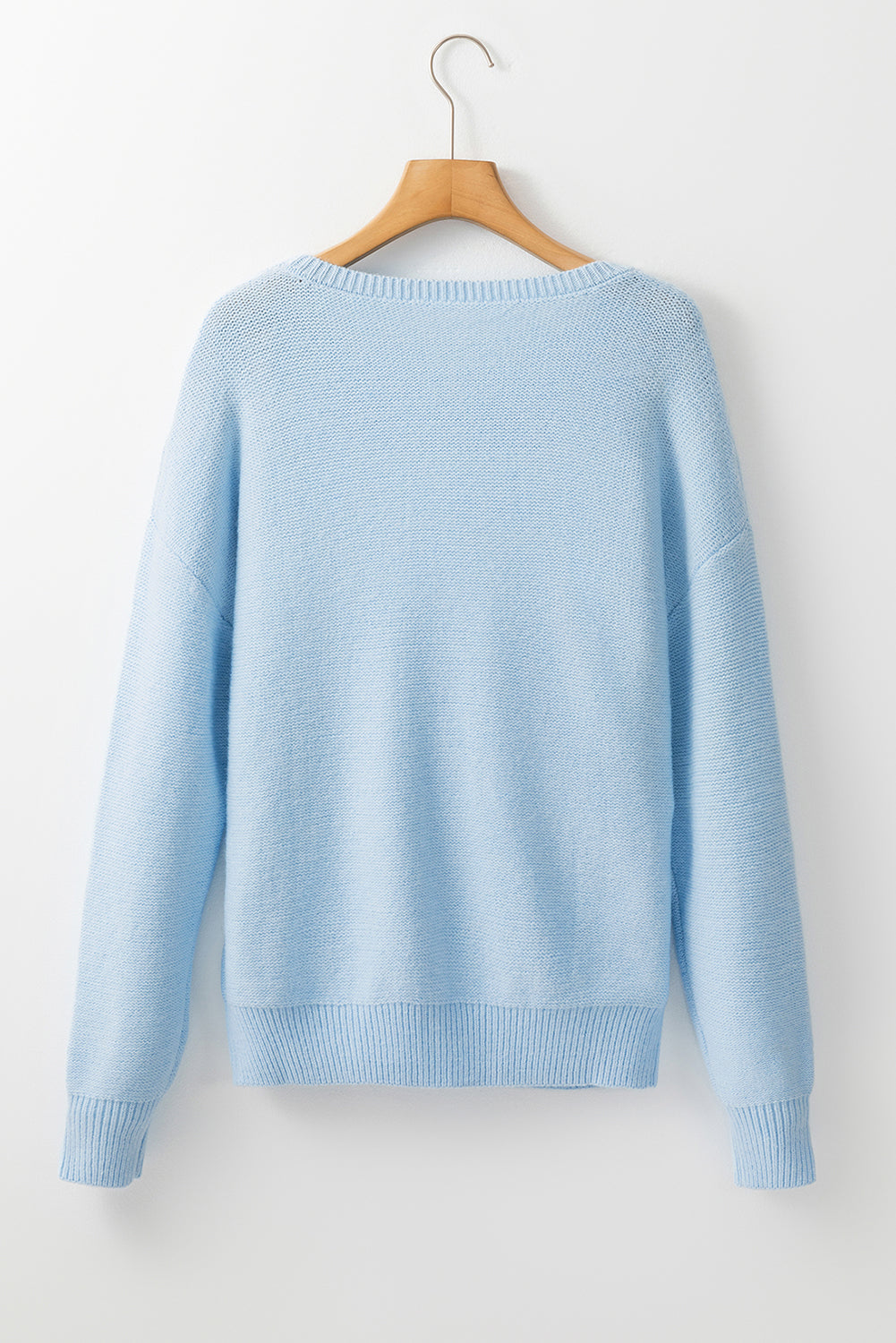 Knitted Flower Pattern Ribbed Edge Sweater
