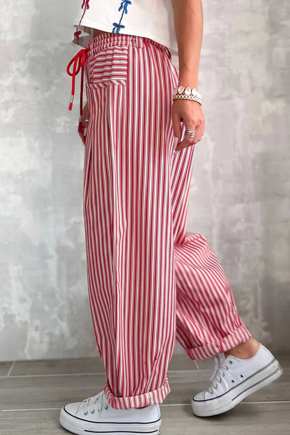 Stripe Drawstring Casual Loose Pants