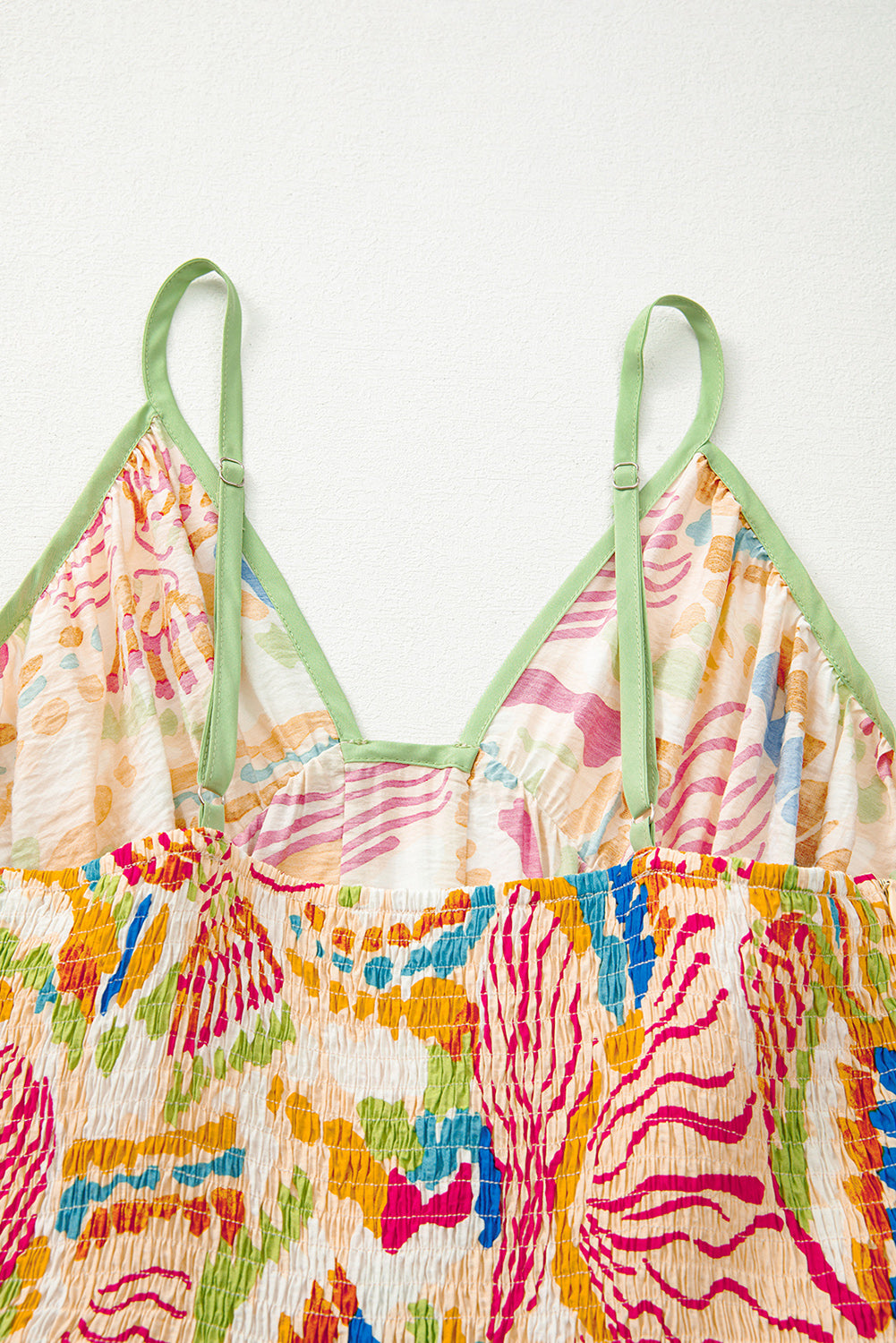 Orange Abstract Print Spaghetti Strap Piping Detail Maxi Dress