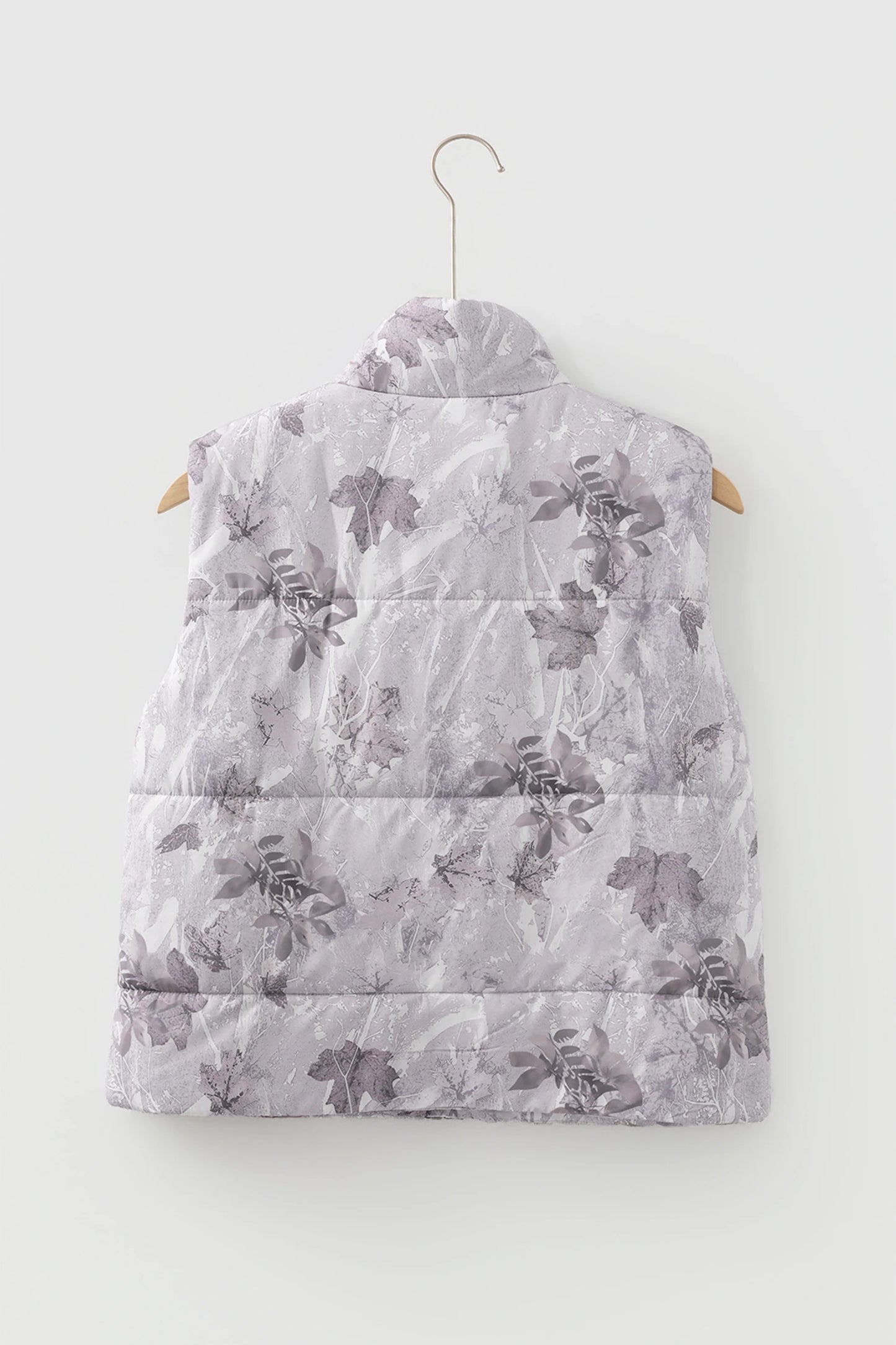 Camo Leaf Print Winter Puffer Vest