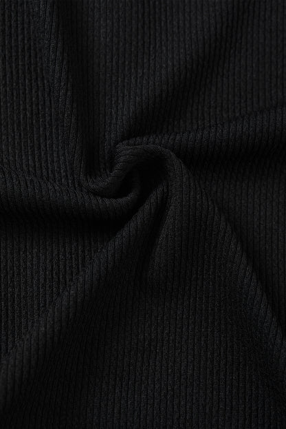 Black Zip up Mock Neck Ribbed Sleeveless Bodysuit