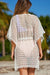 White Hollow-out Lace Patterned Pompom Trim Beach Cover-up
