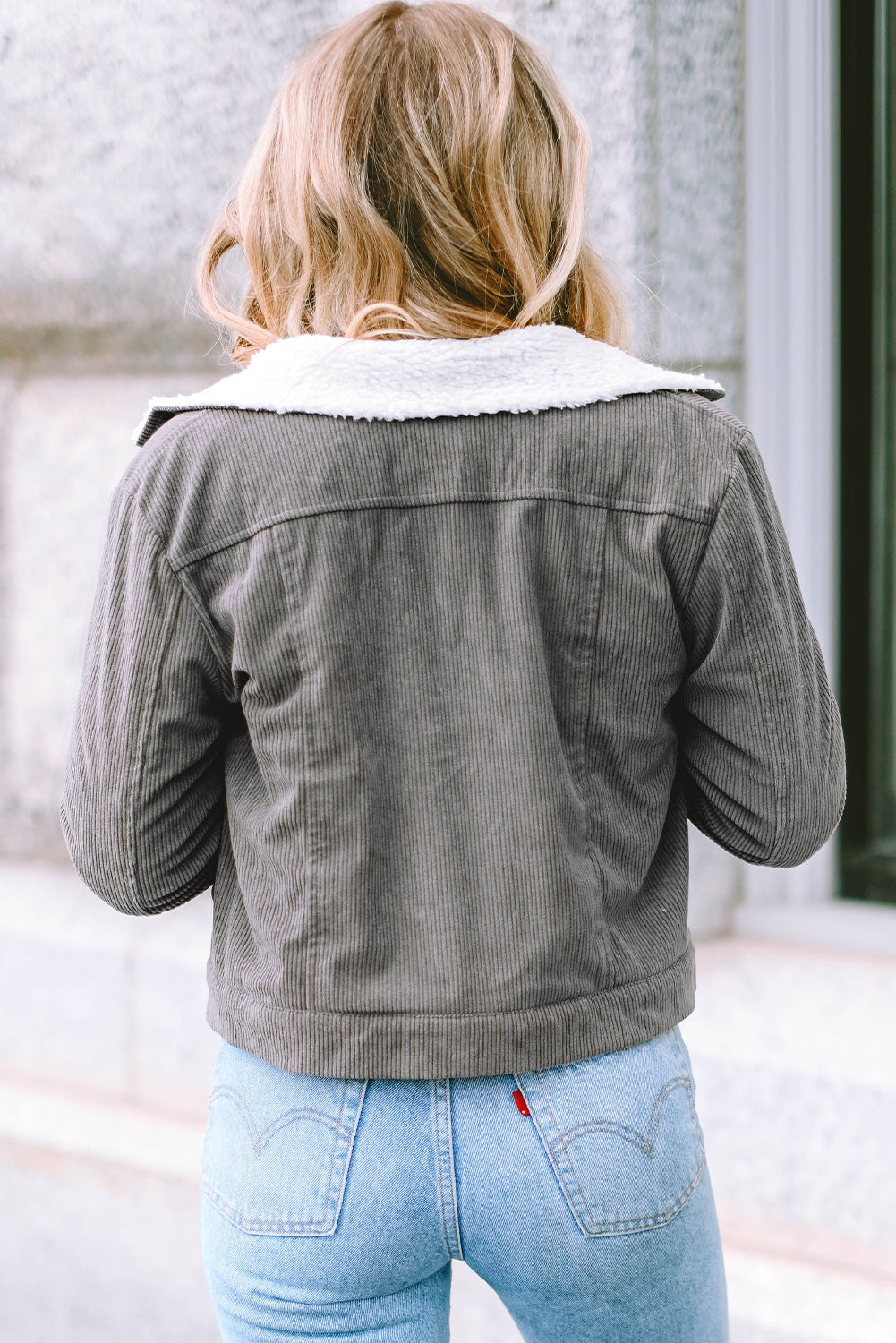 Corduroy Sherpa Snap Button Flap Jacket