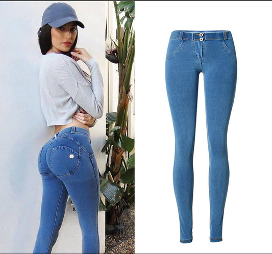 Low-Waist Peach Denim