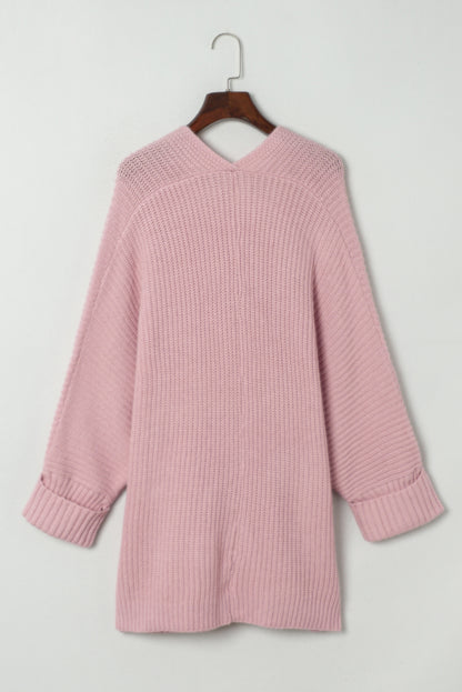 Oversized Fold Over Sleeve Sweater Cardigan