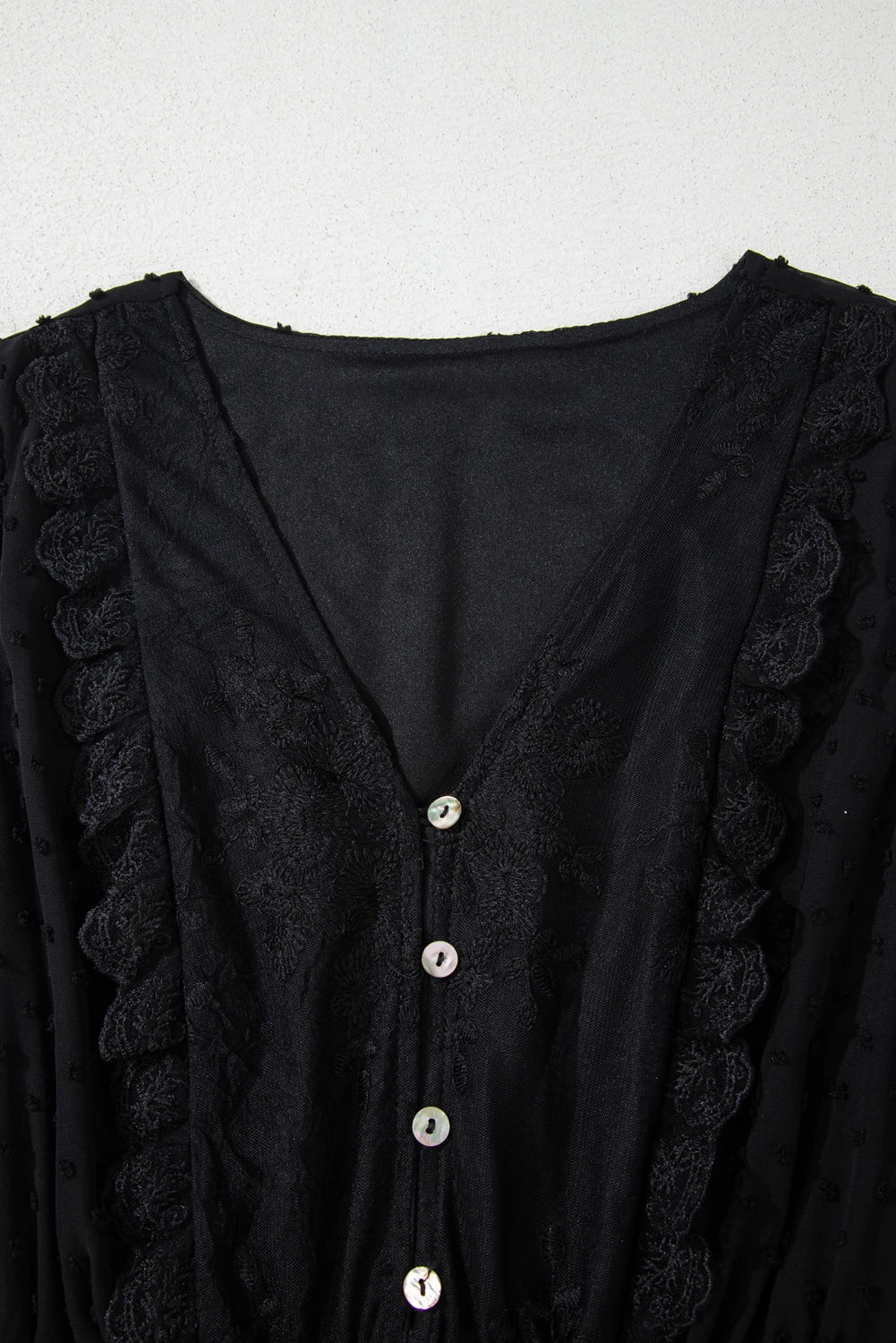 Black Dotty Lace Mesh Flowy Maxi Dress