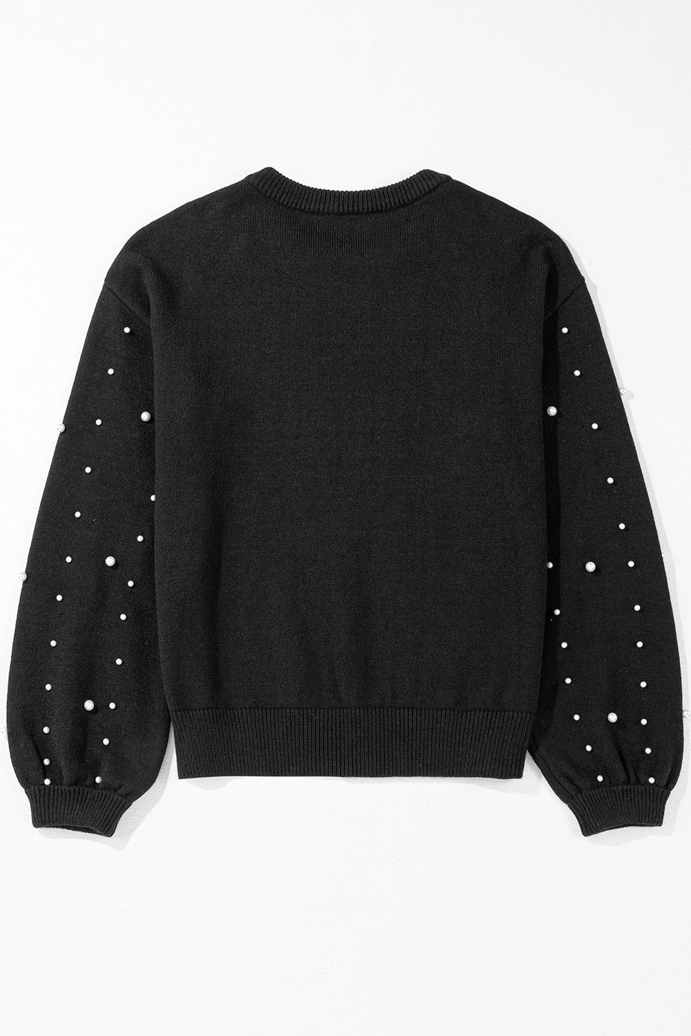 Pearled Drop Shoulder Round Neck Sweater