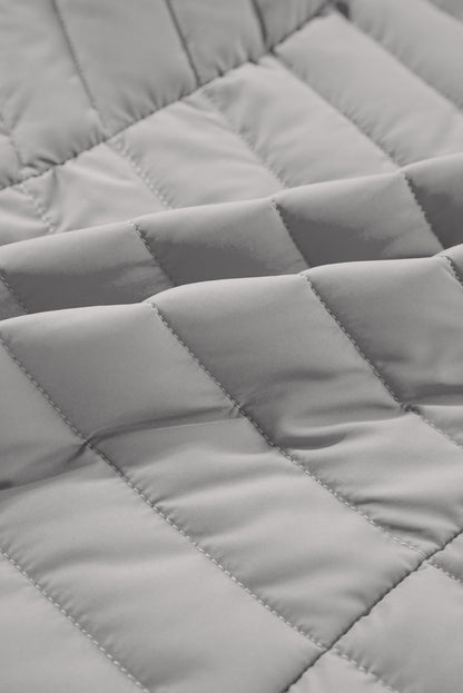 Plush Collared Quilted Zipped Puffer Vest