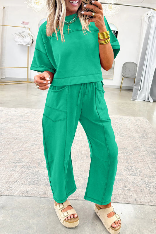 Drop Shoulder Boxy Tee and Barrel Pants Set