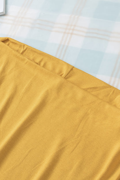 Yellow Off-The-Shoulder Slash Neck Casual Loose Fitting Top