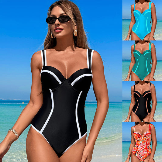 Slimming Stripe One Piece Swimsuit