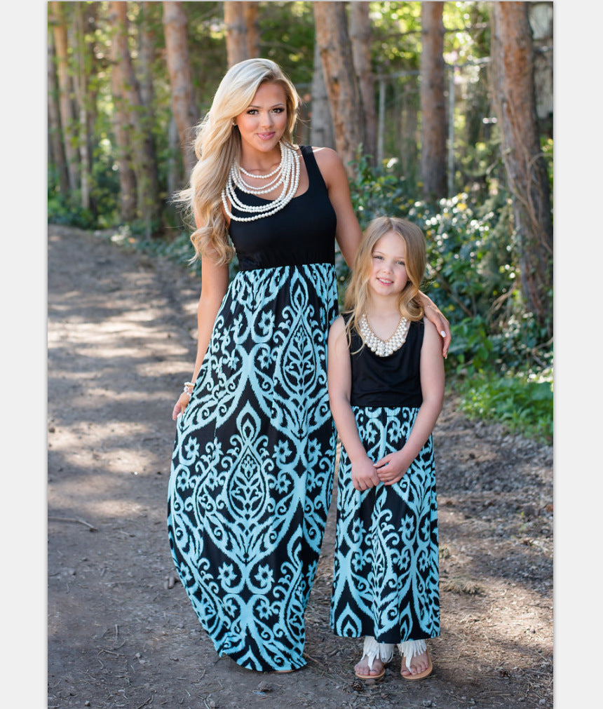 Phoenix Flower Mother and Daughter Dress set