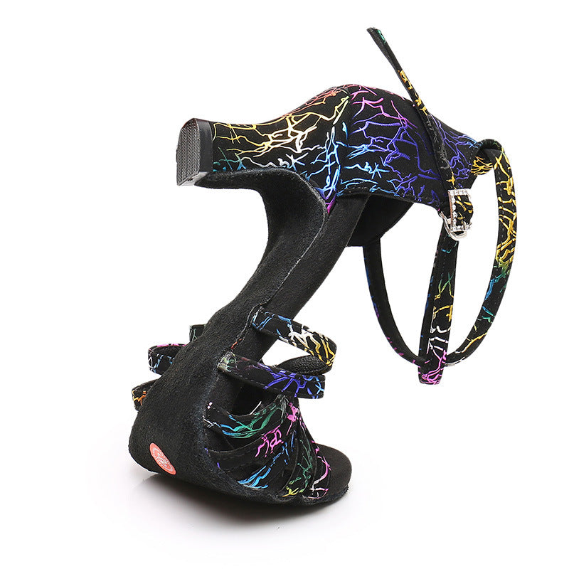Colorful High-Heeled Latin Dance Shoes