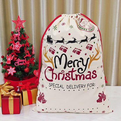 Christmas canvas gift bag double drawstring