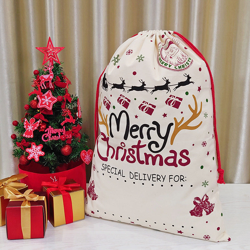 Christmas canvas gift bag double drawstring