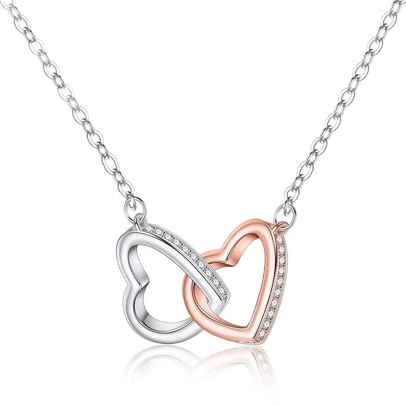Double Heart Necklace Mother's Day with Gift Box