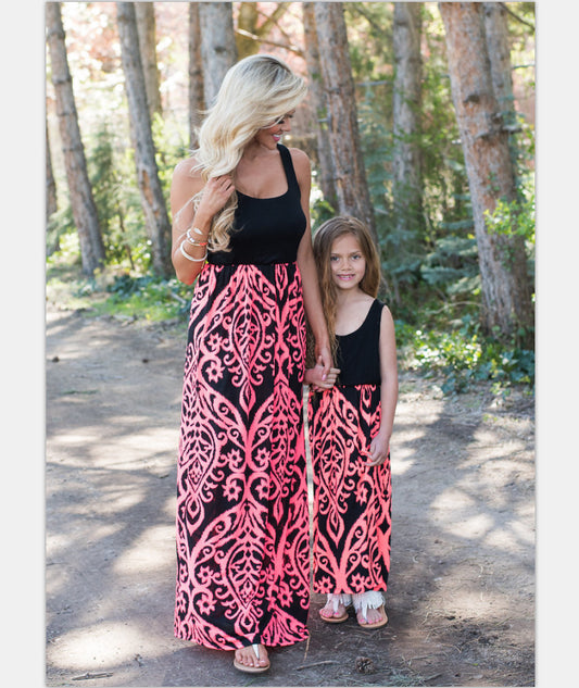Phoenix Flower Mother and Daughter Dress set