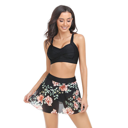 Mesh skirt two-piece swimsuit