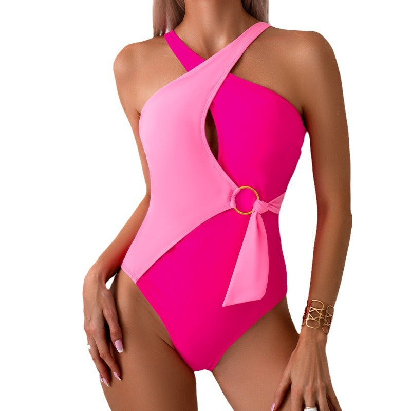 Contrast Color one-piece Swimsuit