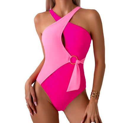 Contrast Color one-piece Swimsuit