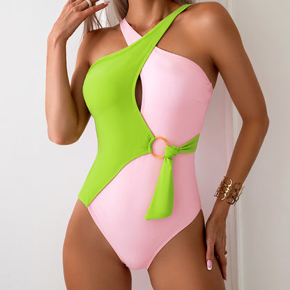 Contrast Color one-piece Swimsuit