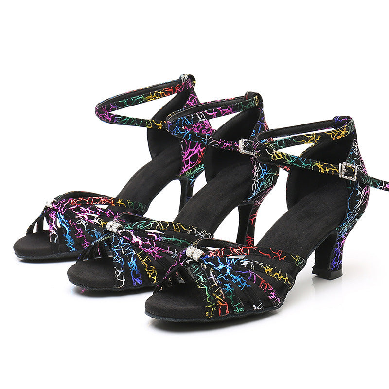 Colorful High-Heeled Latin Dance Shoes