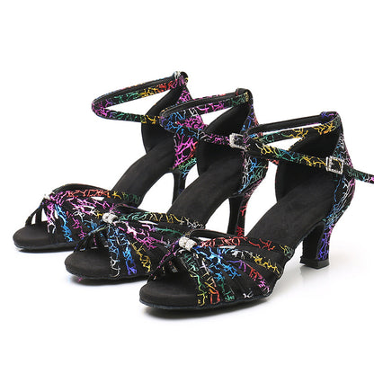Colorful High-Heeled Latin Dance Shoes