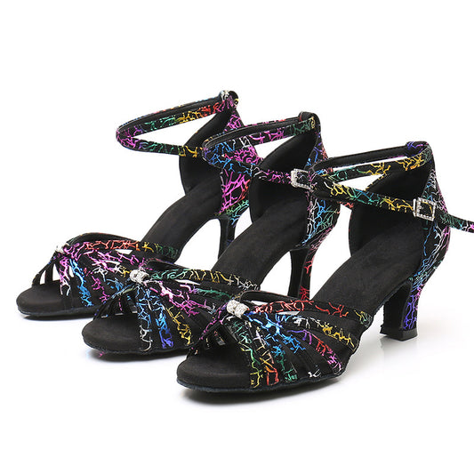 Colorful High-Heeled Latin Dance Shoes