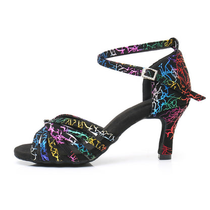 Colorful High-Heeled Latin Dance Shoes