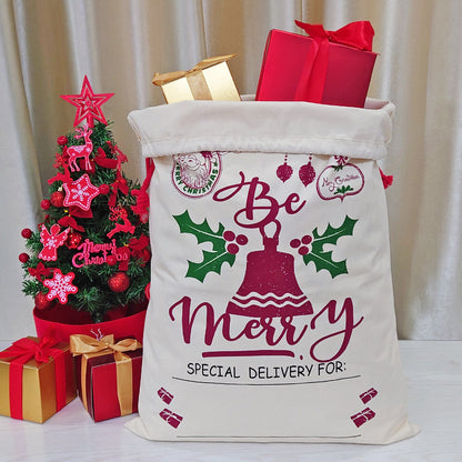 Christmas canvas gift bag double drawstring