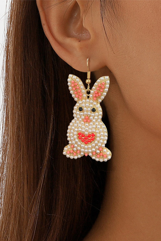 White Easter Bunny Luminous Beading Earrings