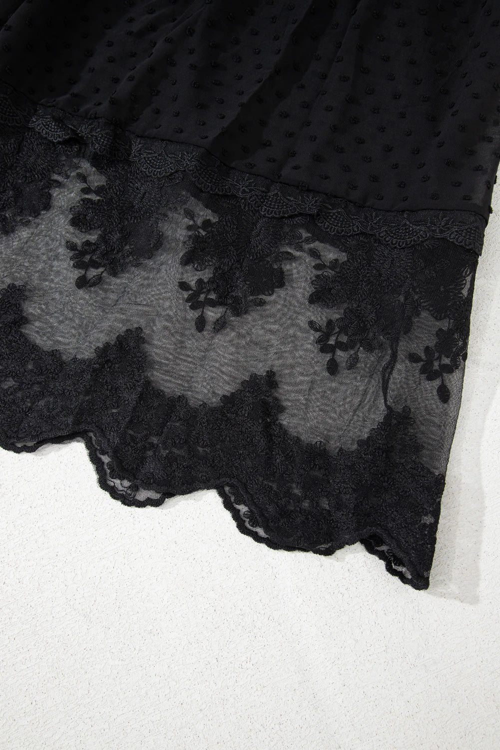 Black Dotty Lace Mesh Flowy Maxi Dress