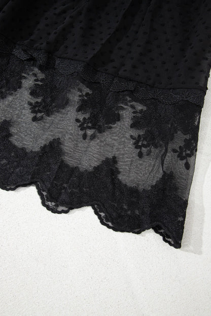 Black Dotty Lace Mesh Flowy Maxi Dress