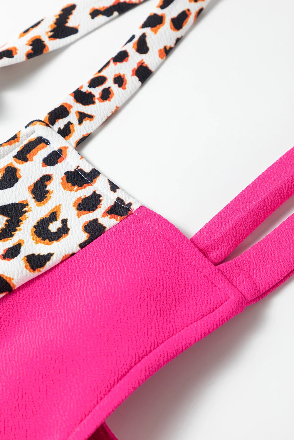 Rose Red Leopard Colorblock Patchwork Sleeveless Romper