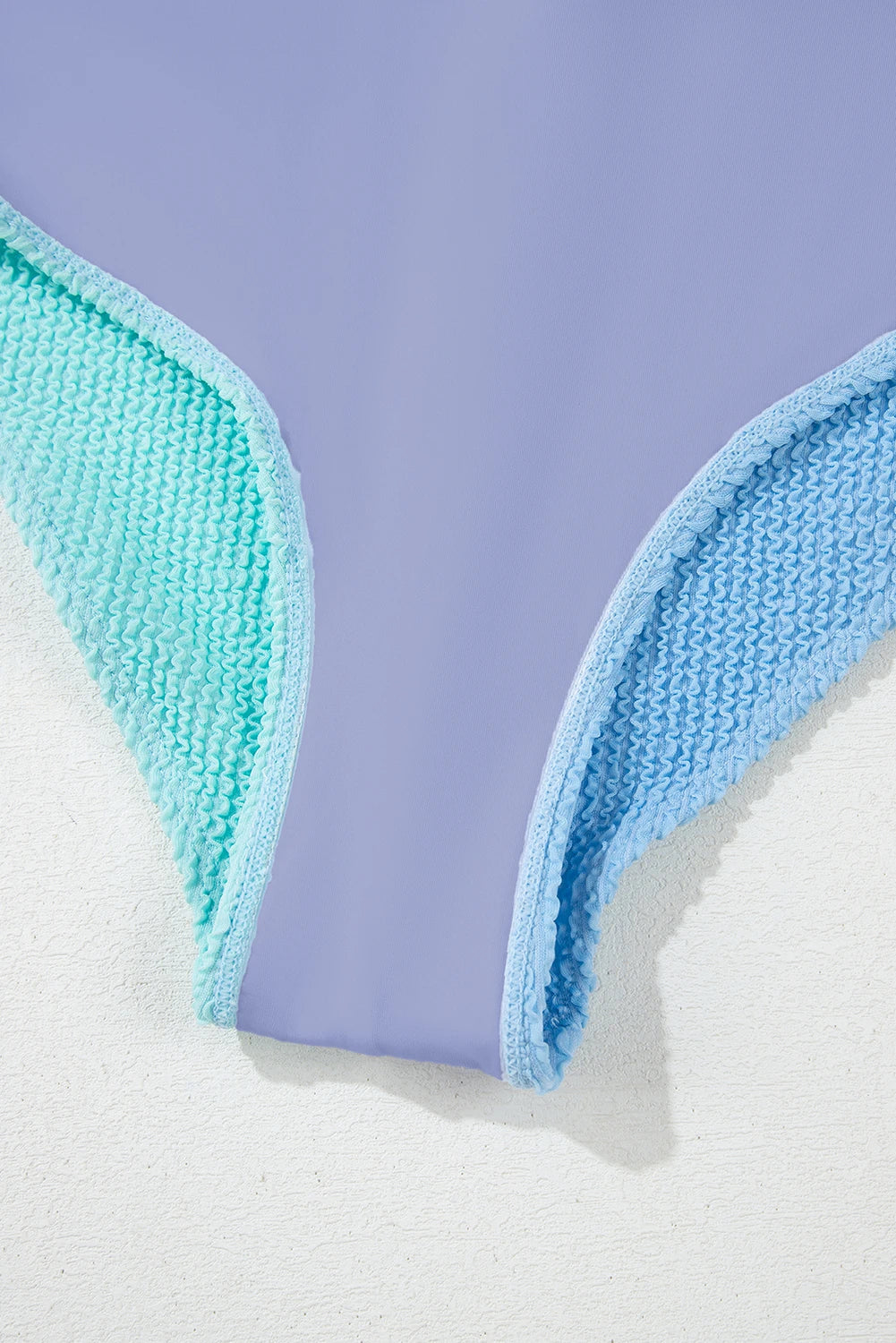 Sky Blue Corded Colorblock Square Neck Bikini Swimsuit