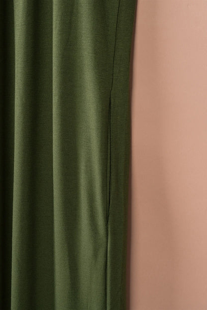 Green Spaghetti Straps Wide Leg Pocketed Jumpsuits