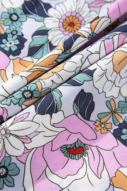 Bohemian Floral Print Tiered Maxi Skirt with Split