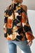 Light Blue Floral Print Cold Shoulder Lantern Sleeve Blouse