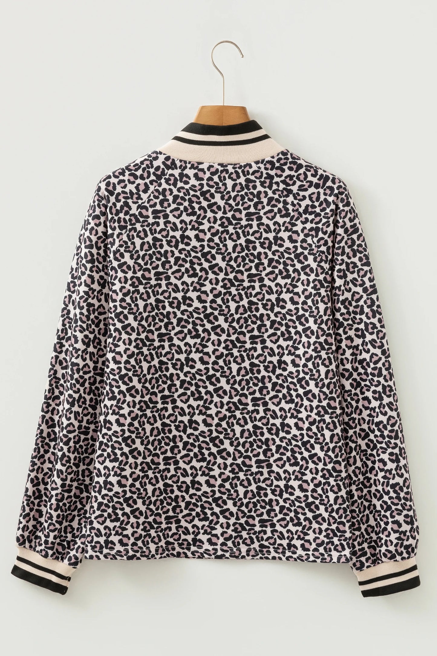 Khaki Leopard Print Half Zip up Blouse