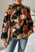Light Blue Floral Print Cold Shoulder Lantern Sleeve Blouse