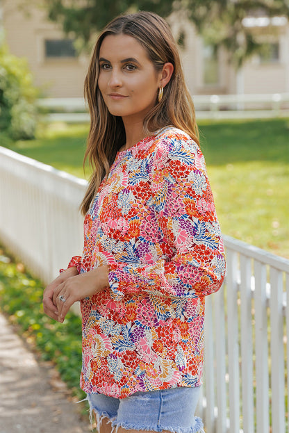 Multicolor Puff Sleeve Floral Blouse