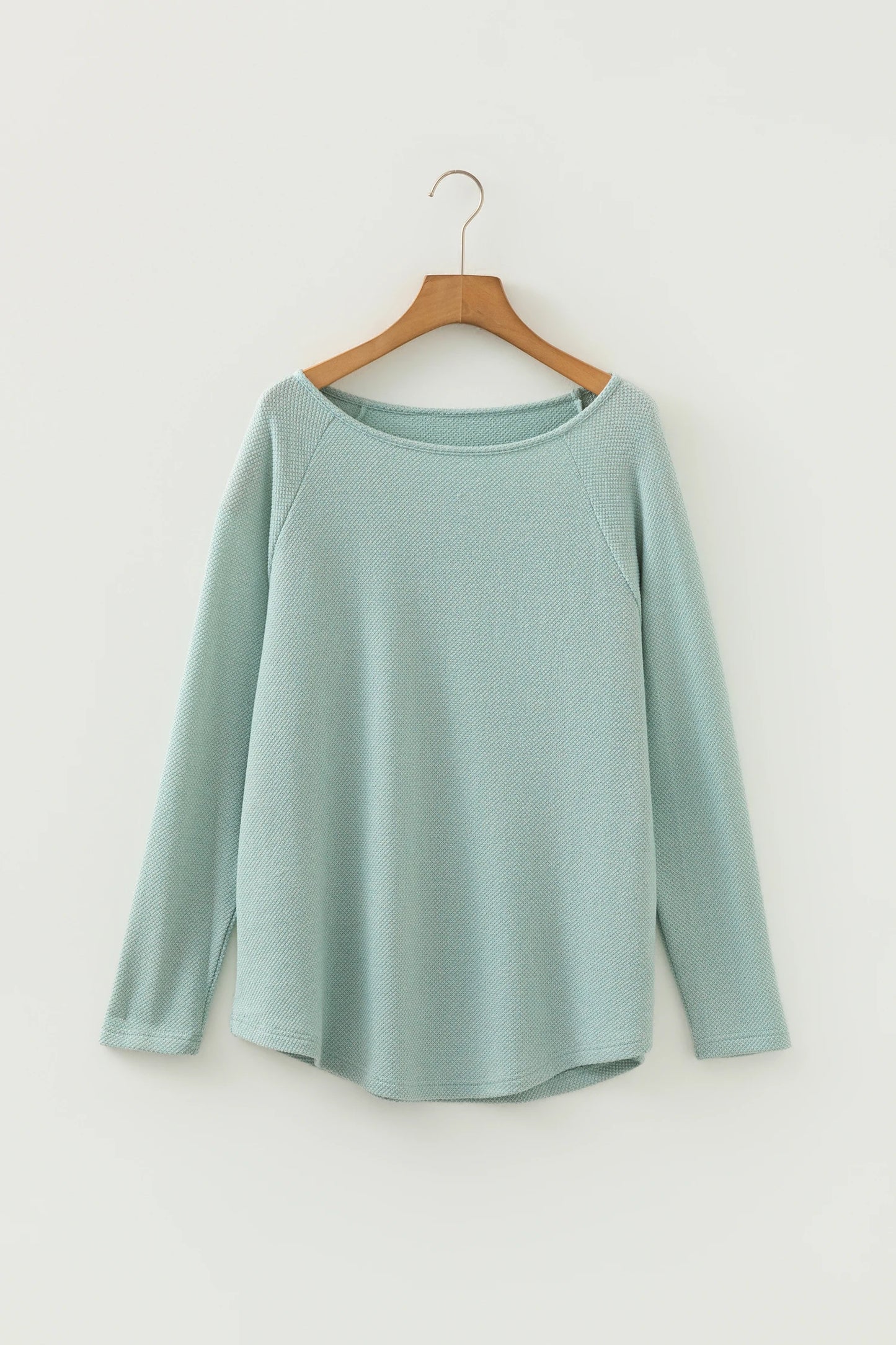 Moonlight Jade Textured Raglan Sleeve Knit Loose Top