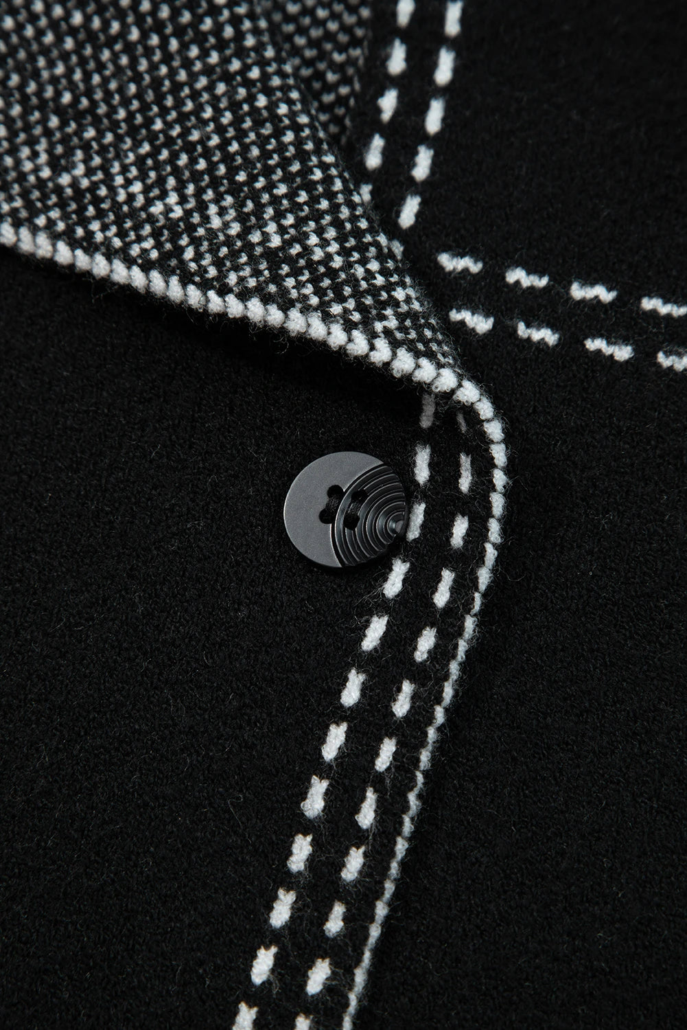 Black Contrast Trim Button up Sweater Cardigan
